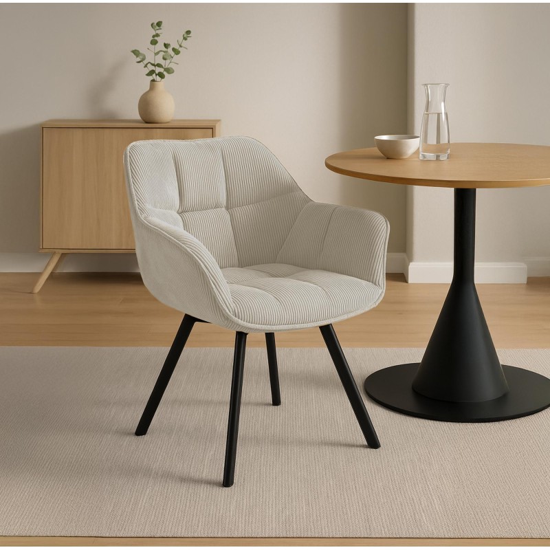 Silla de comedor Jordi Cord color crema