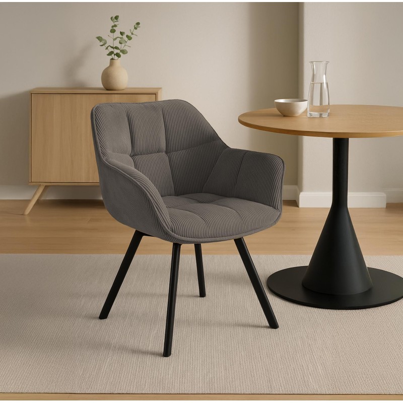 Silla de comedor Jordi Cord marrón