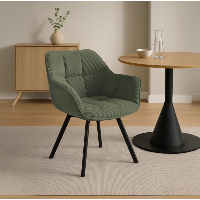 Silla de comedor verde Jordi Cord