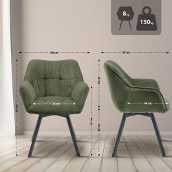 Silla de comedor verde Jordi Cord Silla de comedor verde Jordi Cord