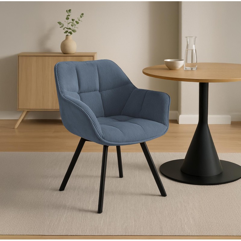 Silla de comedor azul Jordi Cord
