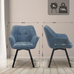 Silla de comedor azul Jordi Cord Silla de comedor azul Jordi Cord