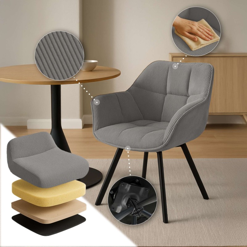 Silla de comedor Jordi Cord gris Silla de comedor Jordi Cord gris