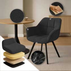 Silla de comedor negra Jordi Cord