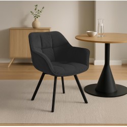 Silla de comedor negra Jordi Cord Silla de comedor negra Jordi Cord