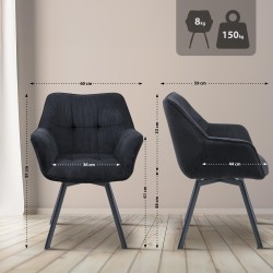 Silla de comedor negra Jordi Cord Silla de comedor negra Jordi Cord