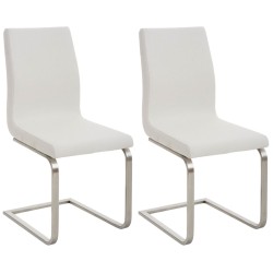 Juego de 2 sillas de comedor Belfort de tela blanca