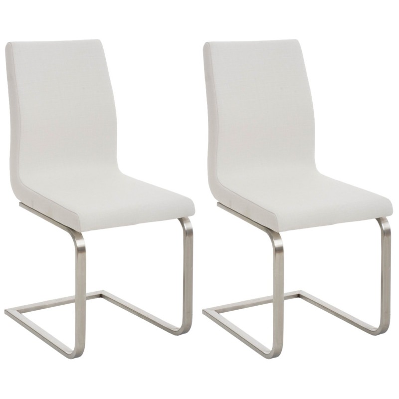 Juego de 2 sillas de comedor Belfort de tela blanca Juego de 2 sillas de comedor Belfort de tela blanca