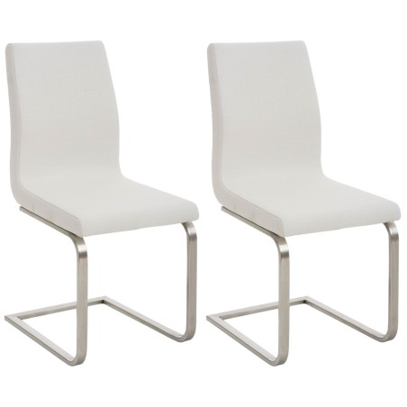 Juego de 2 sillas de comedor Belfort de tela blanca