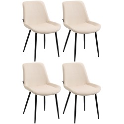 Juego de 4 sillas de comedor Victoria de terciopelo crema