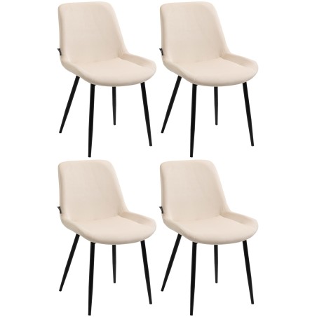 Juego de 4 sillas de comedor Victoria de terciopelo crema