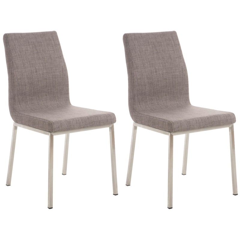 Juego de 2 sillas de comedor Colmar en tela gris