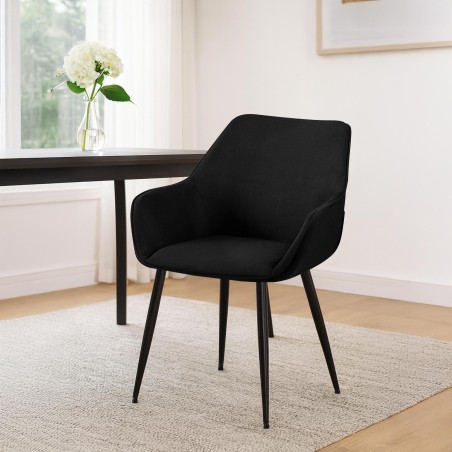 Silla de comedor Vessa en tela negra