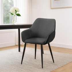 Silla de comedor Vessa en tela gris oscuro