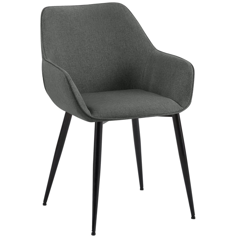 Silla de comedor Vessa en tela gris oscuro