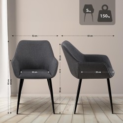 Silla de comedor Vessa en tela gris oscuro Silla de comedor Vessa en tela gris oscuro