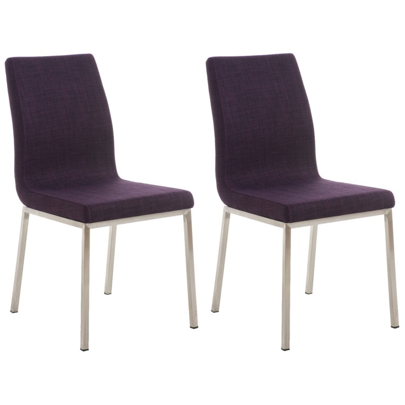 Juego de 2 sillas de comedor Colmar en tela violeta