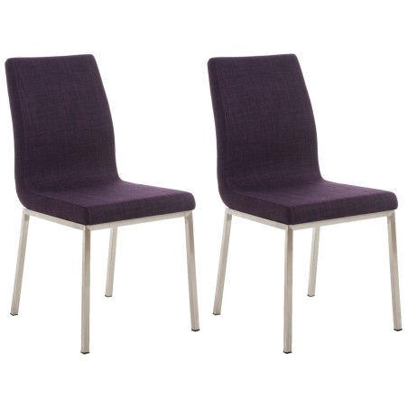 Juego de 2 sillas de comedor Colmar en tela violeta