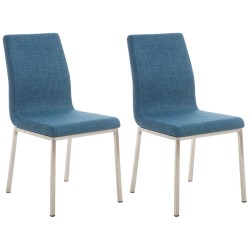 Juego de 2 sillas de comedor Colmar en tela azul