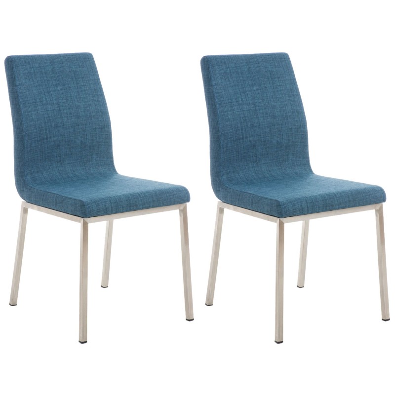 Juego de 2 sillas de comedor Colmar en tela azul