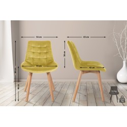 Juego de 2 sillas Brook de terciopelo amarillo