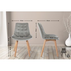 Juego de 2 sillas Brook en terciopelo gris