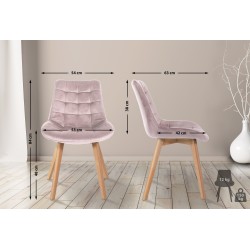 Juego de 2 sillas Brook en terciopelo rosa
