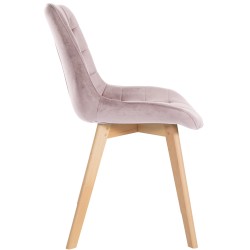 Juego de 2 sillas Brook en terciopelo rosa