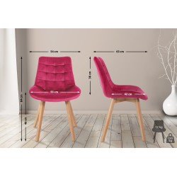 Juego de 2 sillas Brook de terciopelo rojo