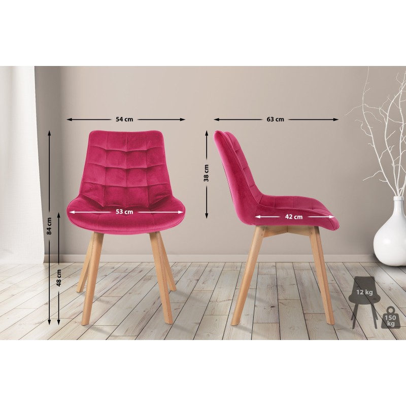 Juego de 2 sillas Brook de terciopelo rojo