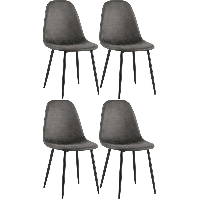 Juego de 4 sillas de comedor Napier en piel sintética negra