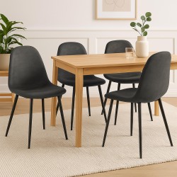 Juego de 4 sillas de comedor Napier en piel sintética negra Juego de 4 sillas de comedor Napier en piel sintética negra