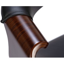 Silla de comedor Foley, piel sintética, nogal/negro