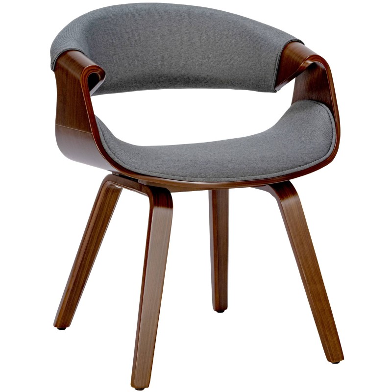 Silla de comedor Foley en tela nogal/gris