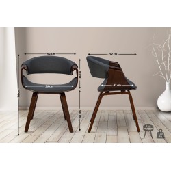 Silla de comedor Foley en tela nogal/gris