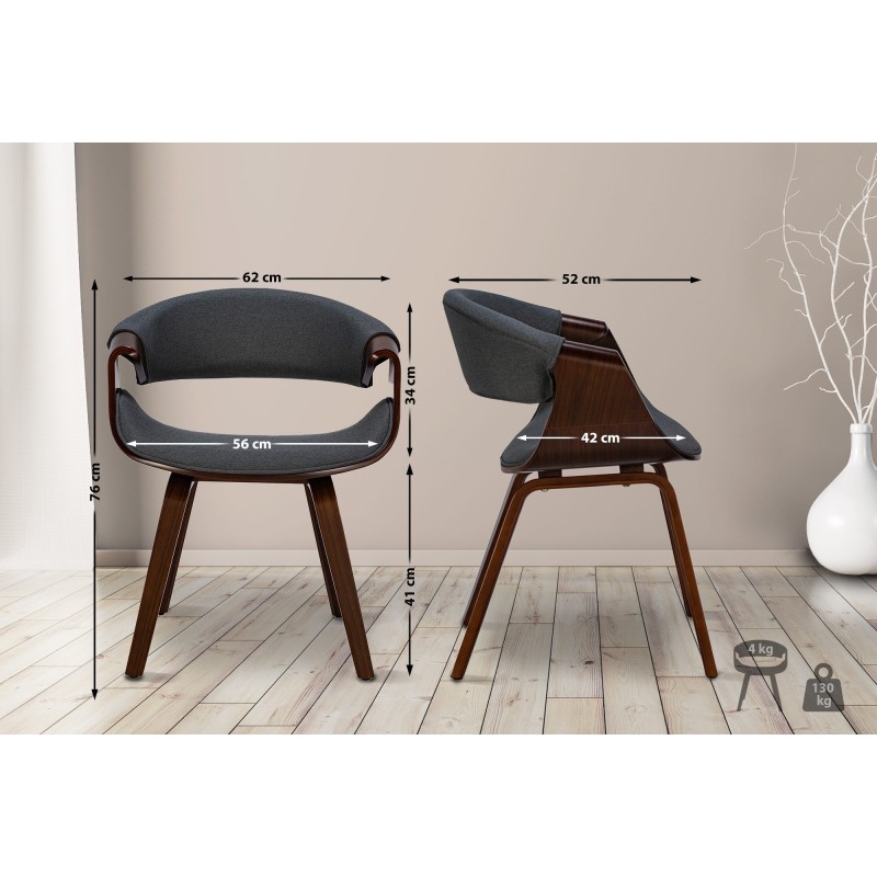 Silla de comedor Foley en tela nogal/gris