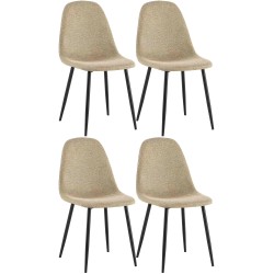 Juego de 4 sillas de comedor Napier de tela color topo Juego de 4 sillas de comedor Napier de tela color topo