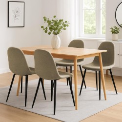 Juego de 4 sillas de comedor Napier de tela color topo Juego de 4 sillas de comedor Napier de tela color topo