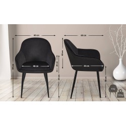 Silla de comedor Boise en terciopelo negro