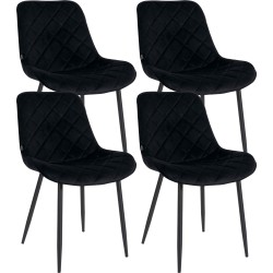 Juego de 4 sillas Springs de terciopelo negro