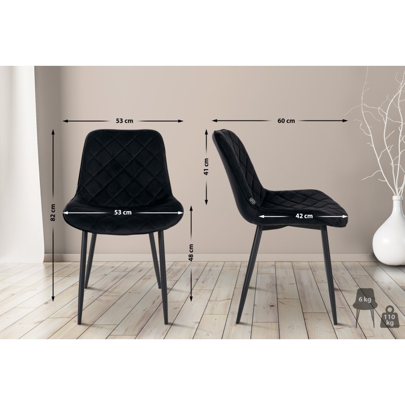 Juego de 4 sillas Springs de terciopelo negro