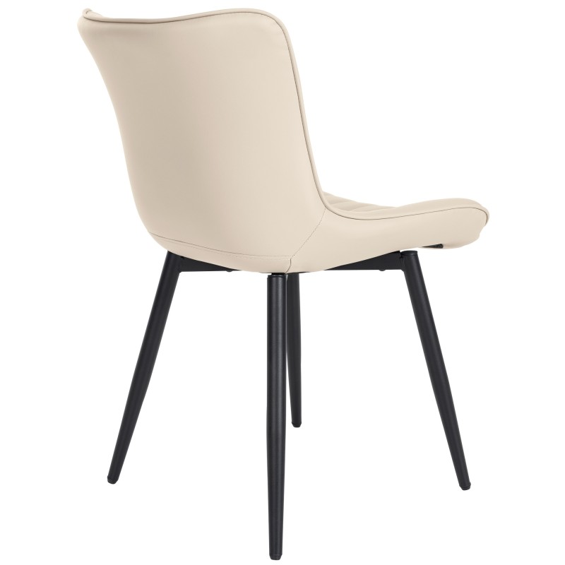 Juego de 2 sillas Largo de piel sintética color crema