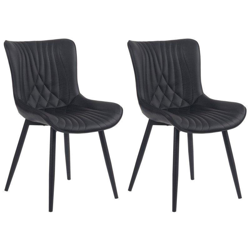 Juego de 2 sillas Brady, piel sintética negra