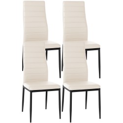Juego de 4 sillas de comedor Mayfair, piel sintética color crema