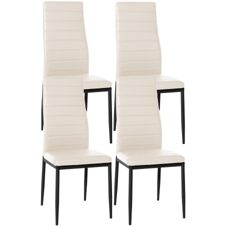 Juego de 4 sillas de comedor Mayfair, piel sintética color crema