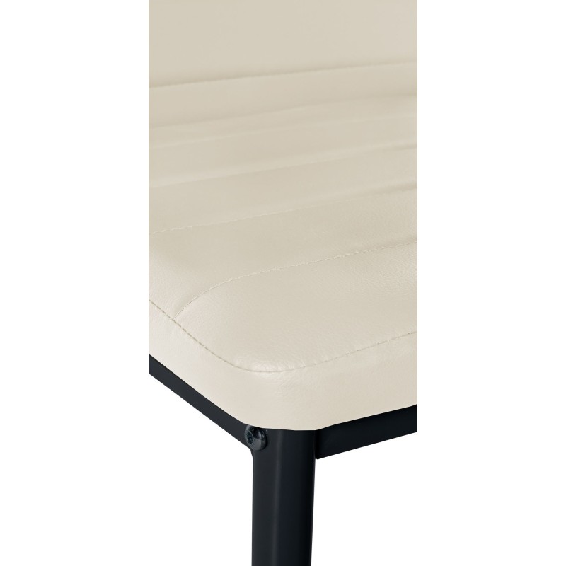 Juego de 4 sillas de comedor Mayfair, piel sintética color crema