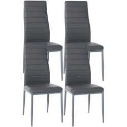 Juego de 4 sillas de comedor Mayfair, piel sintética gris