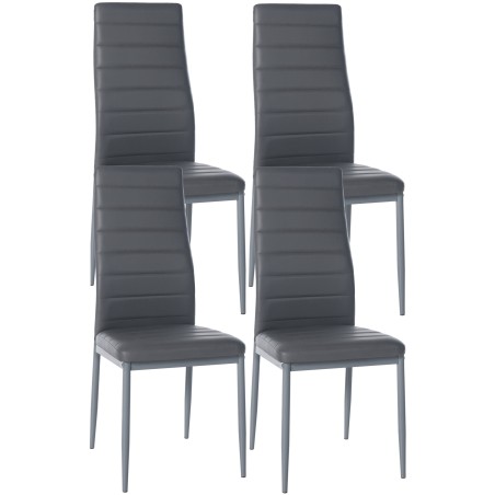 Juego de 4 sillas de comedor Mayfair, piel sintética gris