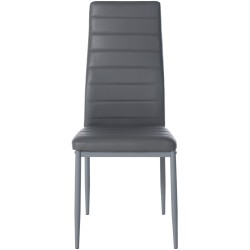 Juego de 4 sillas de comedor Mayfair, piel sintética gris