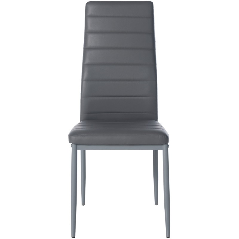 Juego de 4 sillas de comedor Mayfair, piel sintética gris